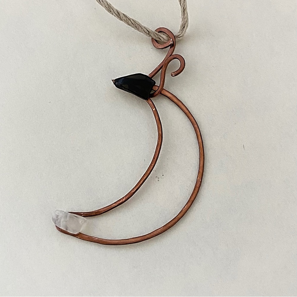 3/$40 Hammered Antique Copper Half Moon Pendant Necklace Stevie Inspired